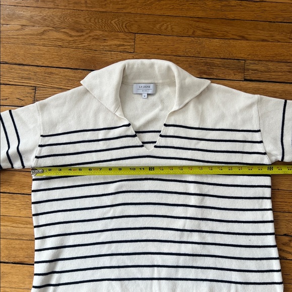La Ligne V-Neck Polo Striped Sweater Cotton Cashmere - Picture 4 of 6